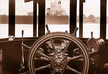 The Dossin Museum's recreation of a ship's bridge gives visitors the illusion of piloting their own Great Lakes vessel. 