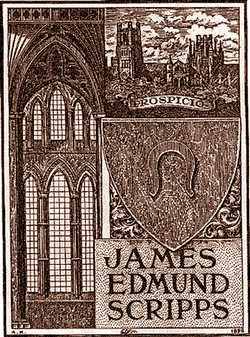 The bookplate from Scripps' book on his European travels. 