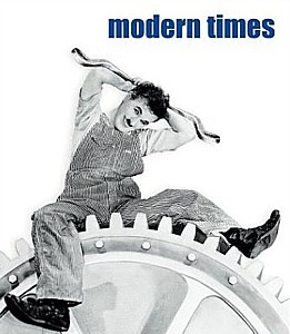 Charles Chaplin cavorts to his own music in "Modern Times"'