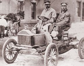Tom Buick. left, son of David Buick, and Walter Marr, Buick's first chief engineer.