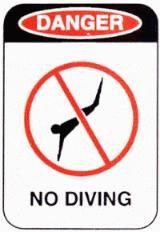 NO DIVING - © 1986, Hawaiian Lifeguard Association. All Rights Reserved.