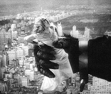FAY WRAY in the paw of 'King Kong' atop the Empire State Building.