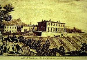 18th century engraving showing Villa Gamberaia