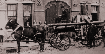 In 1860 the city of Detroit purchased its first steam-powered firefighting equipment. It had a pumping capacity of 600 gallons and minute and was pulled to fires by two horses. Records show it cost $3,150. 