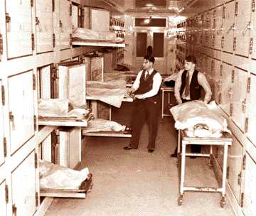 Attendants at the morgue which opened in 1926, replacing the old badly overcrowded facility. 