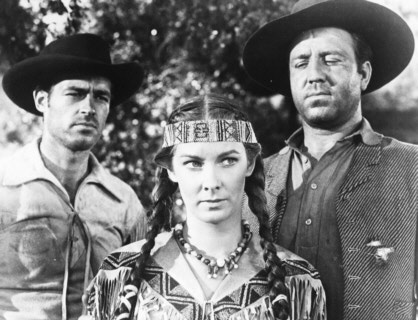 Only 3-D film Steiner scored was 'The Charge at Feather River' with, from left, Guy Madison, Vera Miles and Steve Brodie.