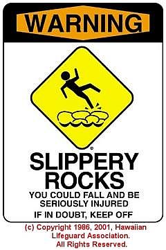 SLIPPERY ROCKS - &Acirc;&copy; 1986, 2001, Hawaiian Lifeguard Association. All Rights Reserved.